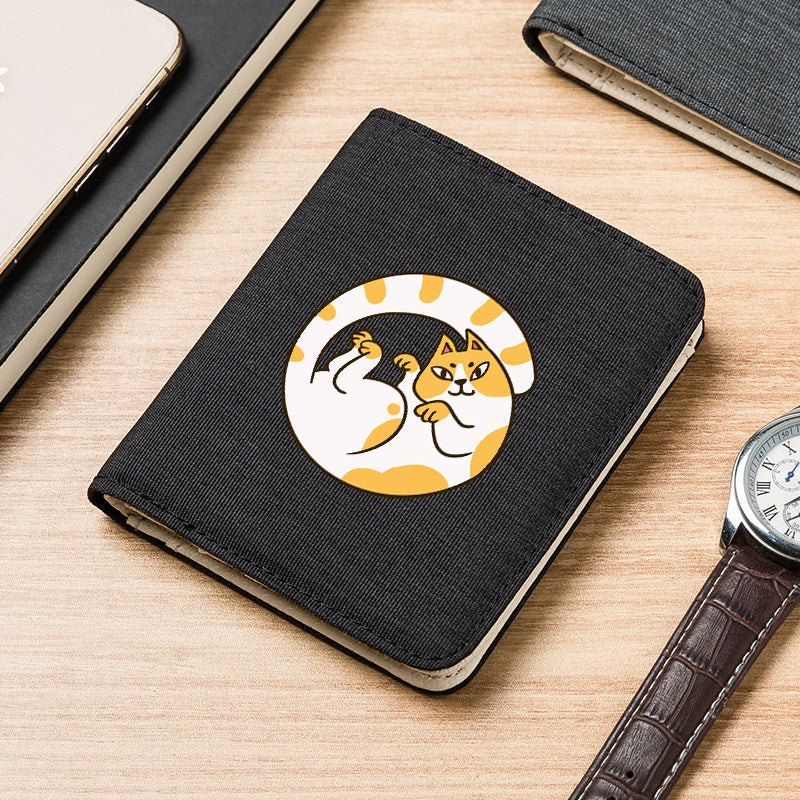 Canvas Cat Pattern Men's Compact Wallet