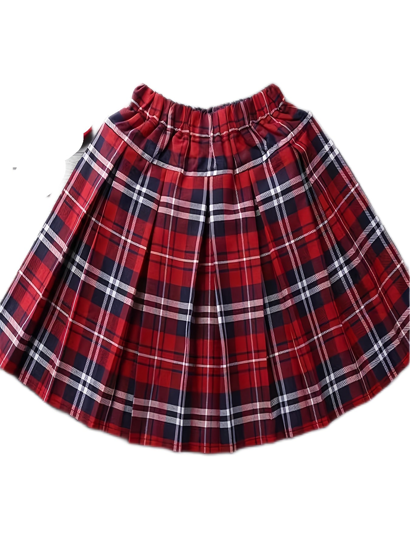 Girls Pleated Plaid Skirt School Uniform Short Skirt