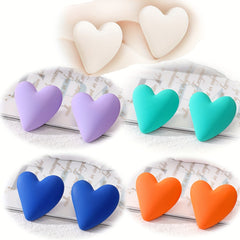Summer Candy Heart Stud Earrings Classic Style Resin Jewelry