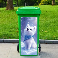 Puppy Theme Trash Can Stickers Waterproof PVC Decals