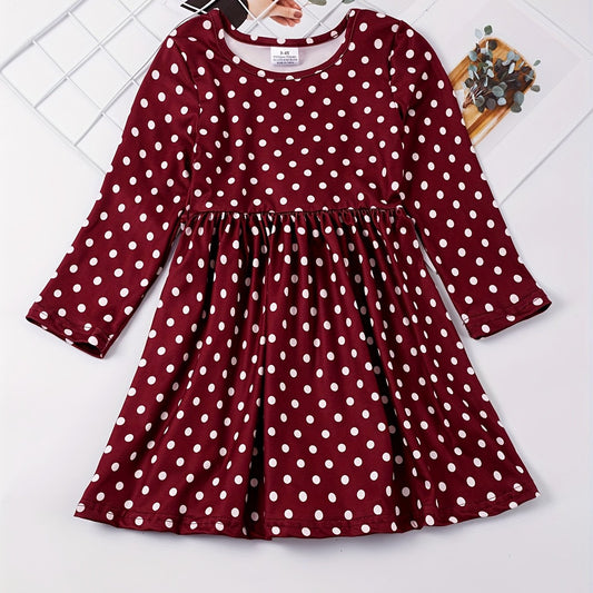 Toddler Girls Polka Dot Stretch Casual Dress