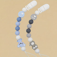 2pcs Silicone Bead Pacifier Clips for Baby Girls & Boys