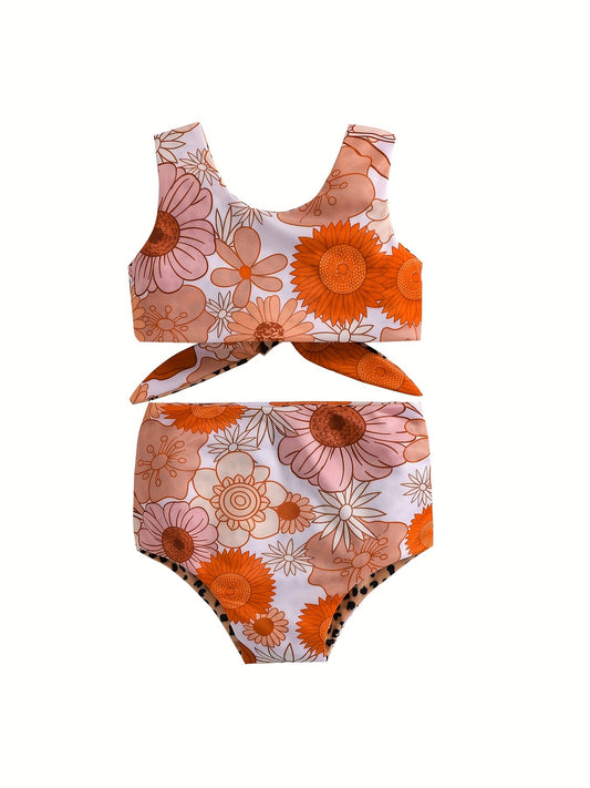 Baby Girls Floral Tank Top & Shorts Swimsuit for Summer