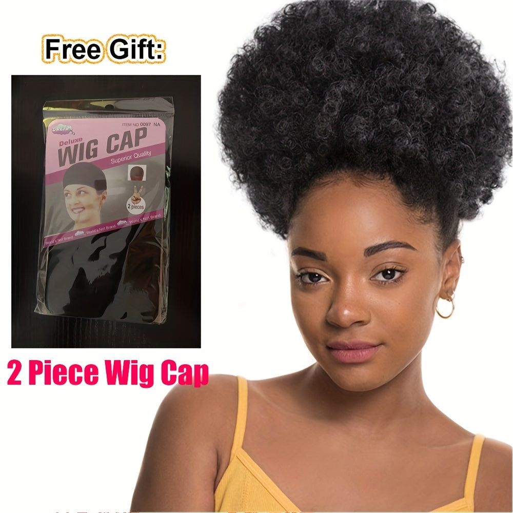 Large Drawstring Bag African American Puff Chignon Hair Bun Silky