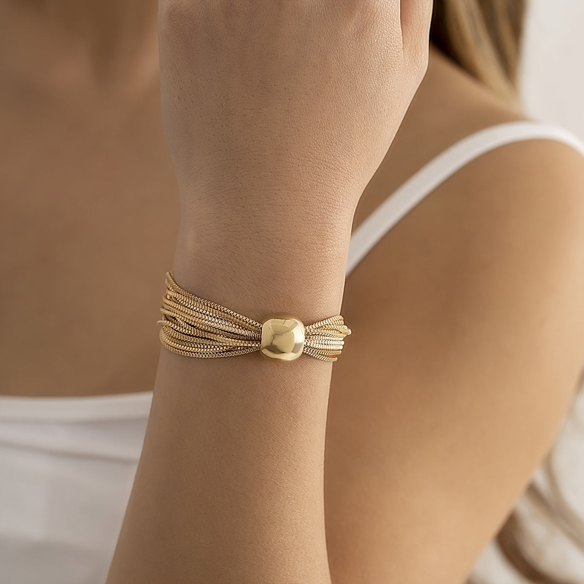 Punk Style Layer Chain Bracelet Vintage Big Ball Hand Jewelry Women Girls