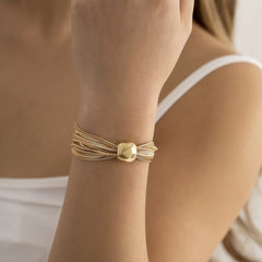 Punk Style Layer Chain Bracelet Vintage Big Ball Hand Jewelry Women Girls