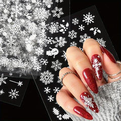 30 Sheets 3D Snowflake Nail Art Stickers Christmas Winter DIY Decoration