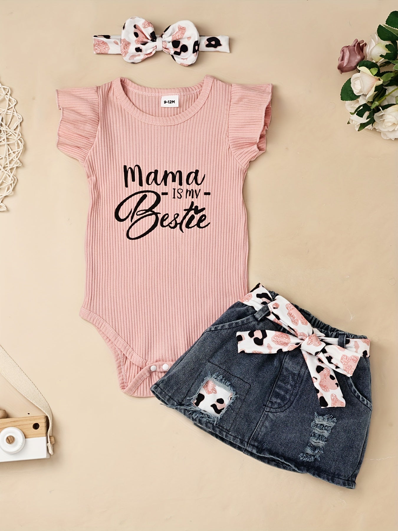 Baby Girl Clothes Newborn Romper Short Jeans Leopard Outfits 3Pcs