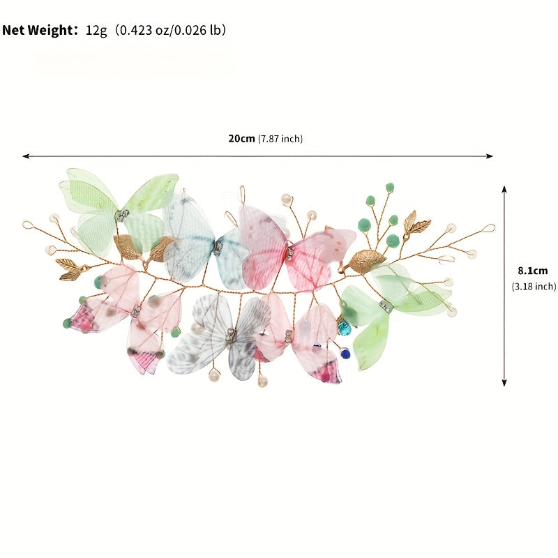 2pcs Summer Dopamine Butterfly Hair Clips Gradient Wedding Decorations