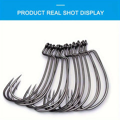 50pcs Offset Worm Hooks 2X Strong For Senko Texas Rig Fishing Bass Trout Size 8-