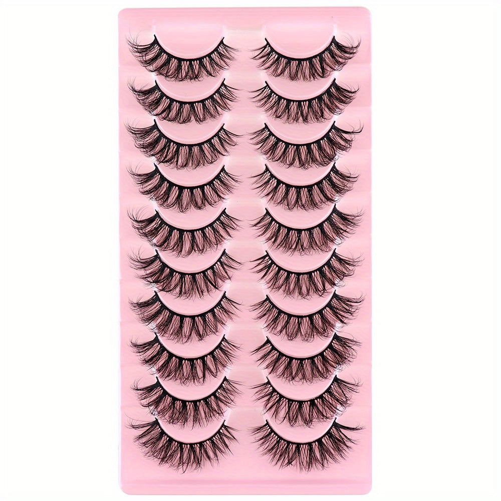 10 Pairs Dramatic Long False Eyelashes Natural Reusable Extensions