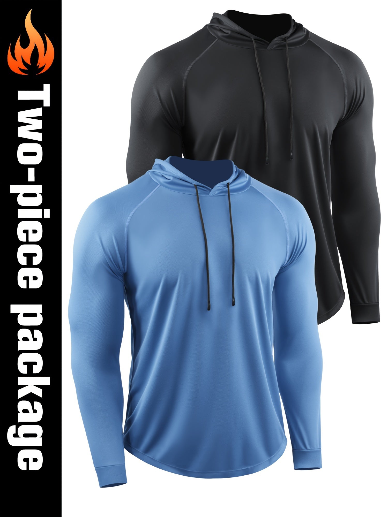 2 Pcs Men's Hoodies Breathable Loose Pullover for Autumn Winter