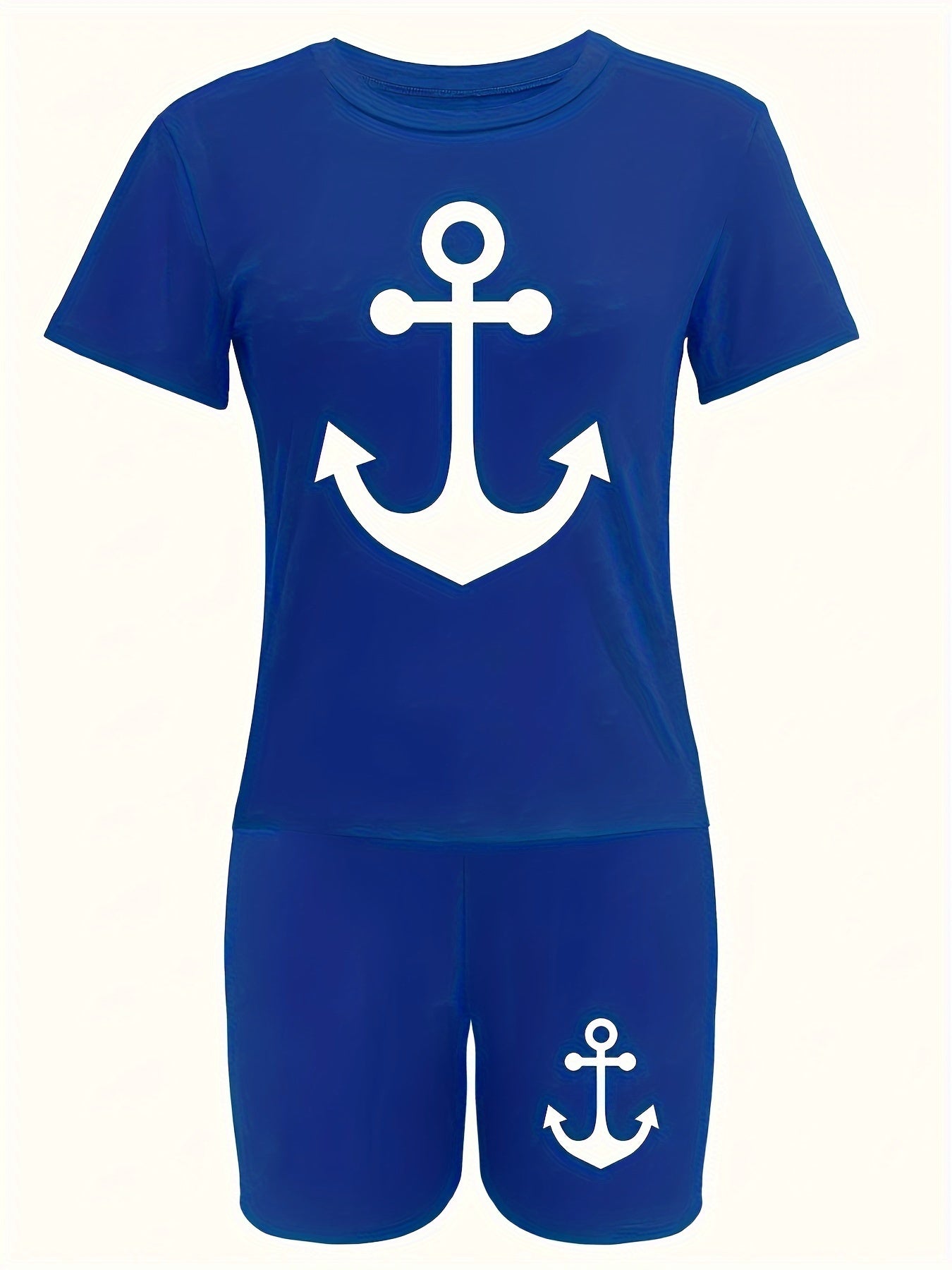 Anchor Print Short Sleeve Lounge Set