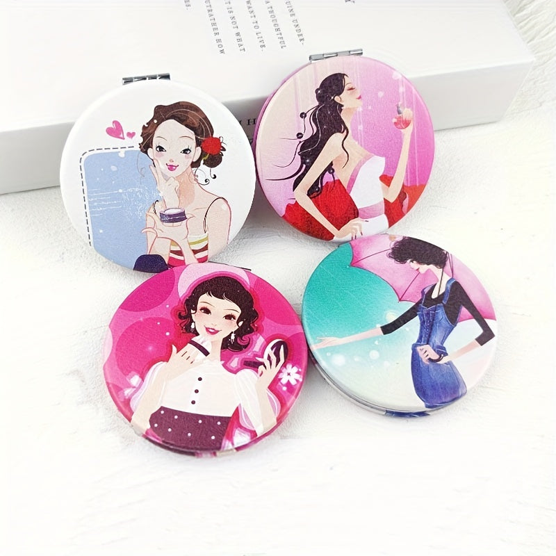 Circular Makeup Mirror Folding Double Sided Pocket Mirror Girl Gift