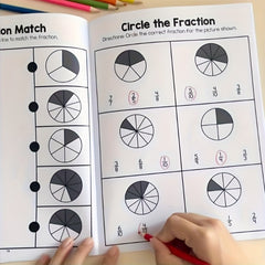 YUYNLEP Math Workbook Fractions & Answer Sheet Ages 8-12 Grades 3-4