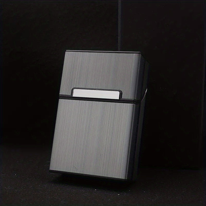 Brushed Aluminum Cigarette Box 20 Capacity Plastic Metal Men's Cigarette Box