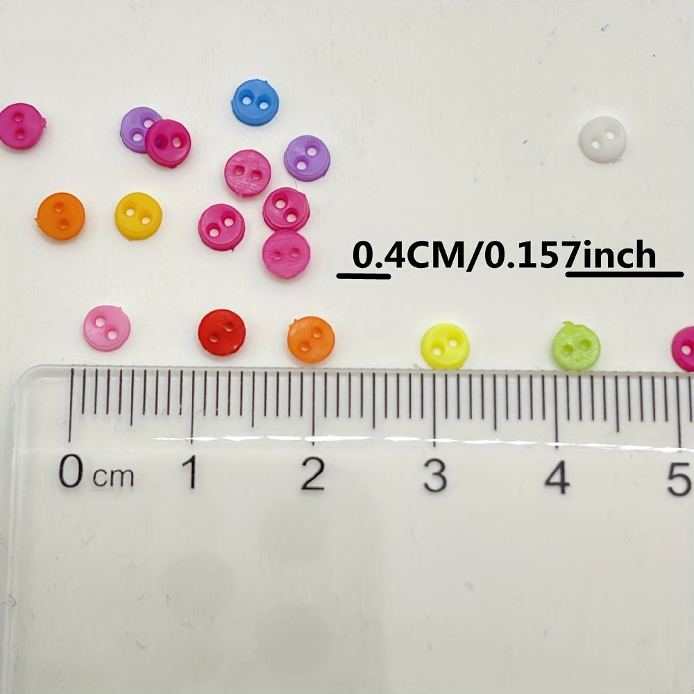 100pcs Mini Round Assorted Colors Costume Buttons 4mm