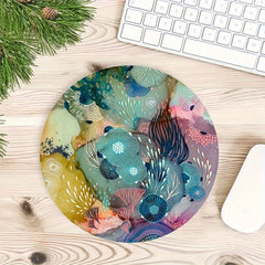 Cartoon Flowers Round Mouse Pad - Stylish Mousepad - Holiday Gift
