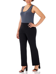  Solid High Stretch Straight Leg Workwear Trousers