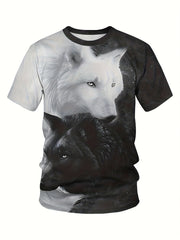 Wolf 3D Digital Pattern Men's Graphic T-shirt Short Sleeve Tops