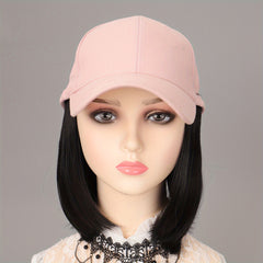Pink Straight Bob Cap Wig Shaved Face Combed Cap Short Hair