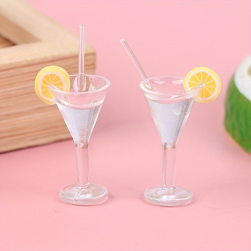 2pcs Dollhouse Lemon Juice Drinks Mini Scene Accessories