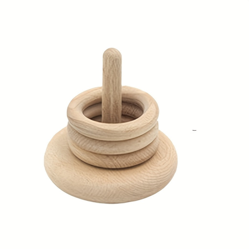 Baby Grasp Rattle Sensory Finger Chain Wooden Toy