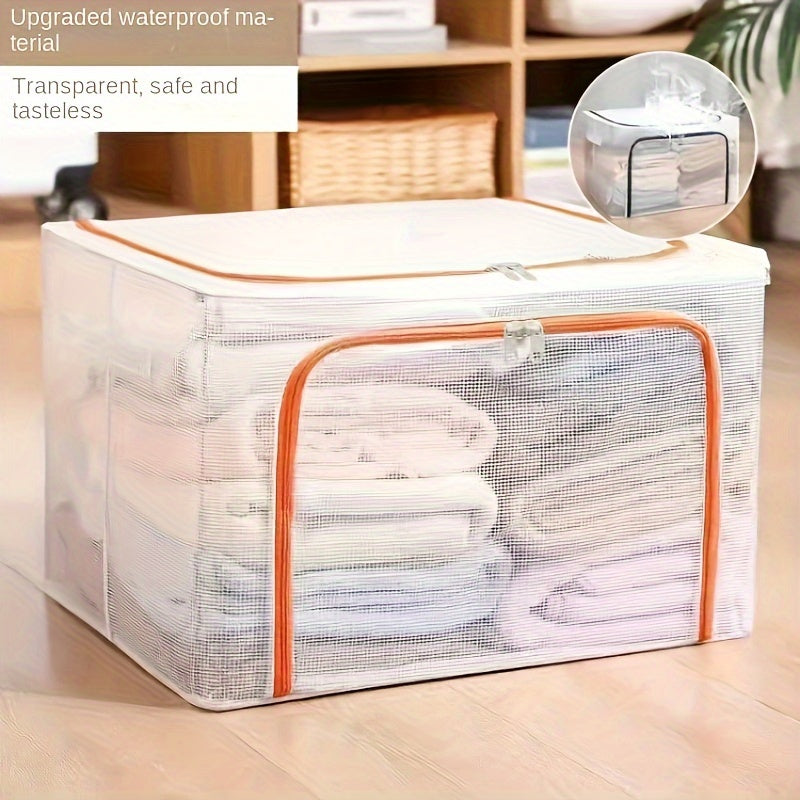 66L Waterproof Storage Box Nylon PVC Foldable Clothes Storage Box