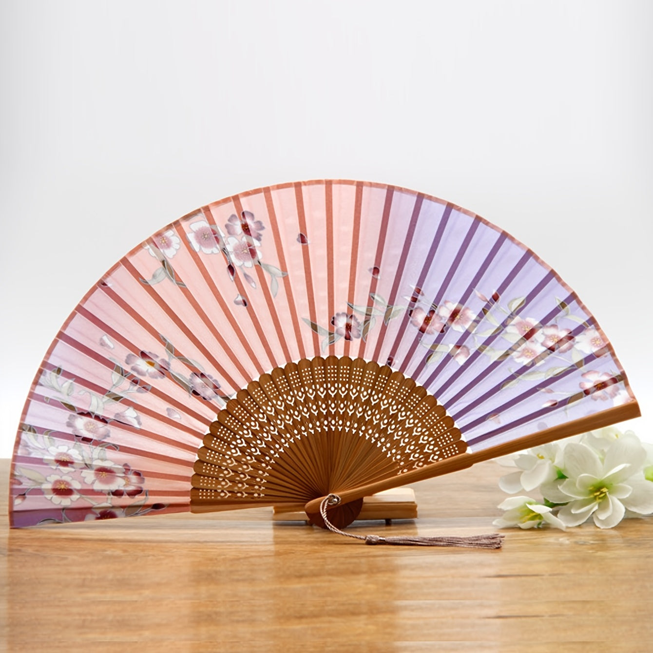 Floral Folding Fans with Tassel for Wedding Party Favors