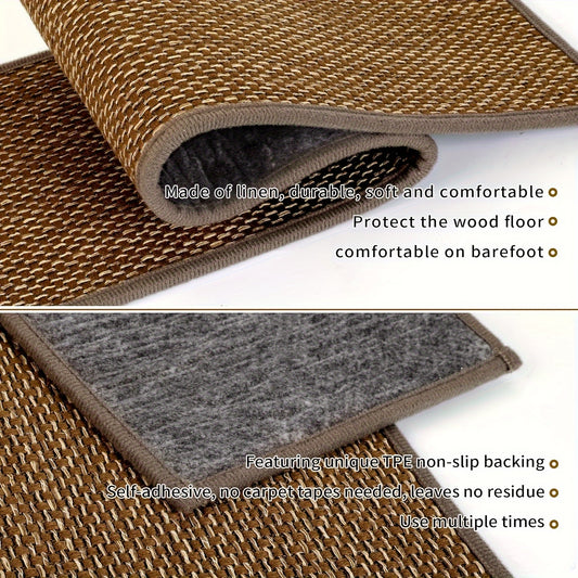 Natural Linen Non Slip Stair Treads for Wooden Steps Indoor