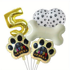 6pcs Dog Paw Bone Foil Balloons Party Supplies Let's Pawty Balloon