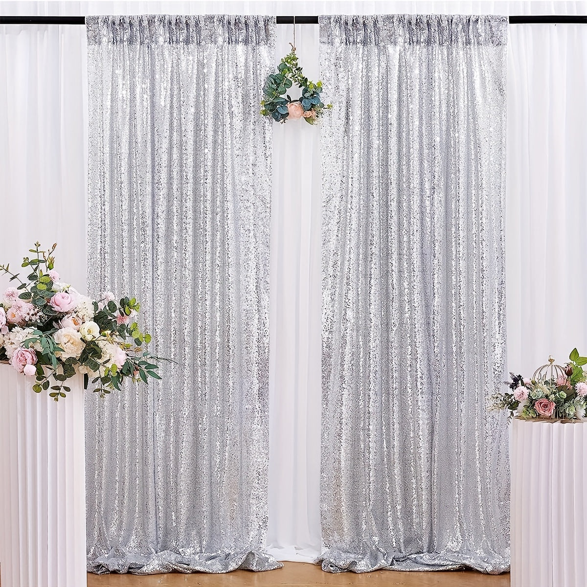 Nordic Sequin Background Curtains - Glitter Photography for Baby Shower Stage
