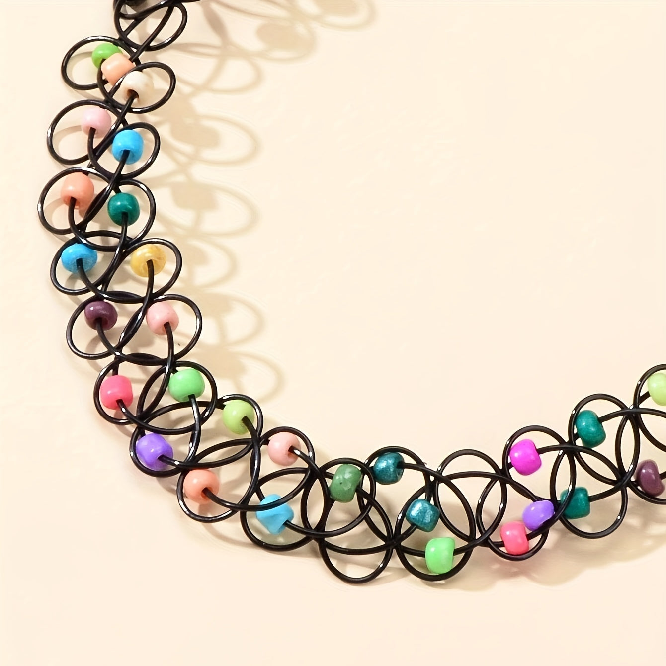 Colorful Rice Beads Elastic Necklace Choker Personality Neck Chain