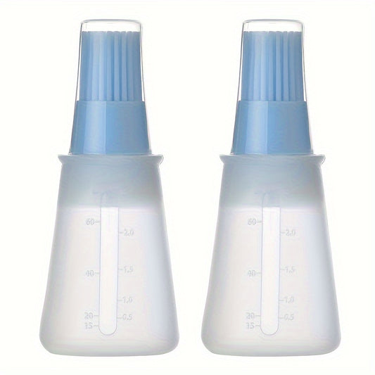2pcs Silicone Bottle Brushes with Lid - Heat Resistant, Space-Saving