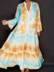  Tie Dye Bell Sleeve Maxi Dress