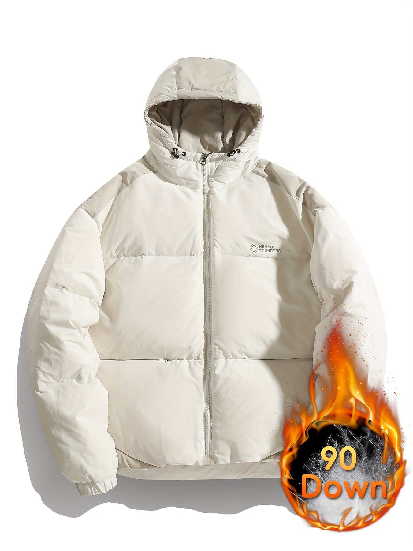 Letter Print Block Puffer Jacket Warm Winter Jacket For Outdoor Sports