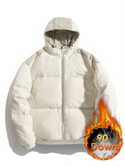 Letter Print Block Puffer Jacket Warm Winter Jacket For Outdoor Sports