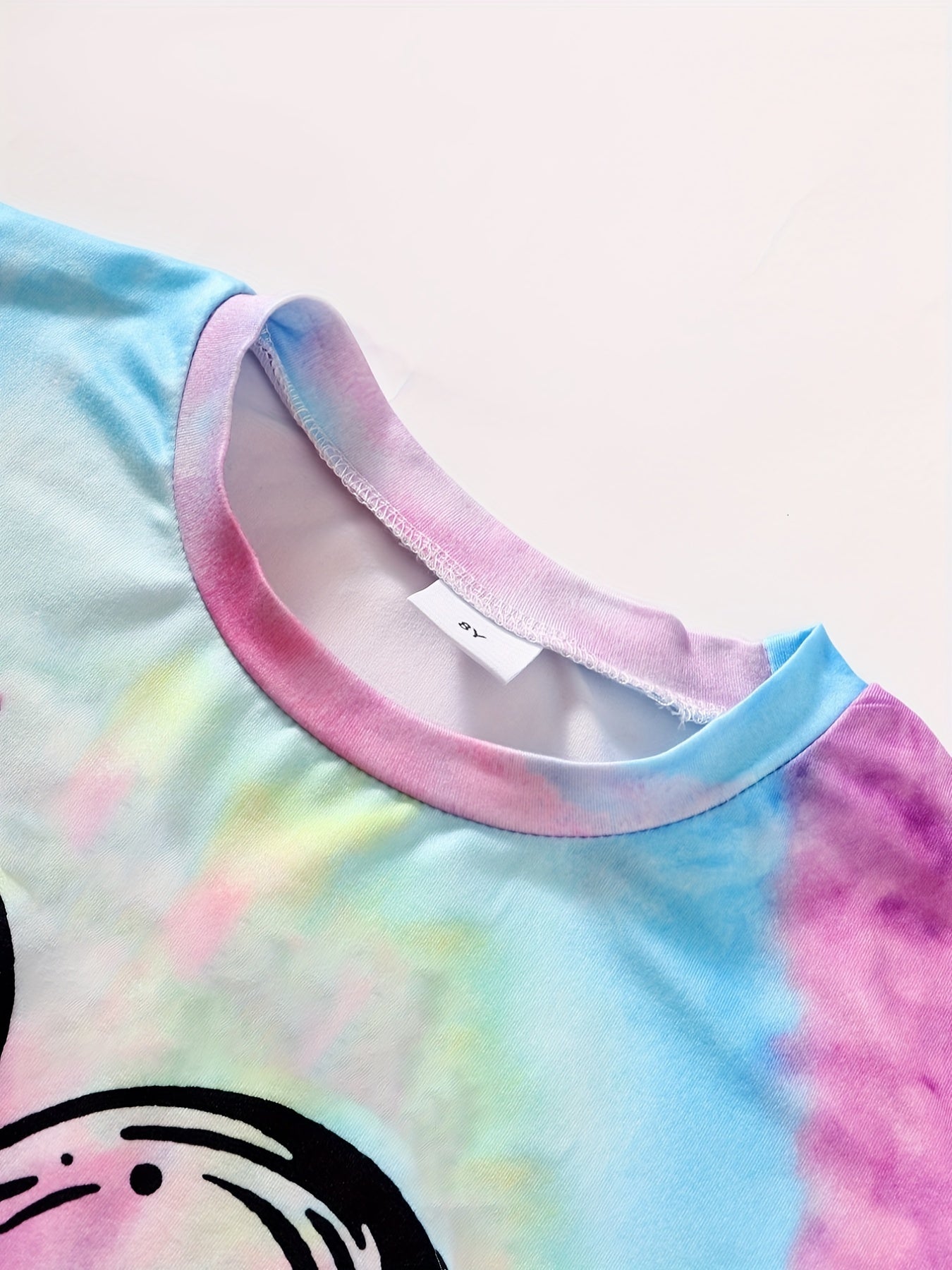 Girls Tie Dye Heart Pattern T Shirt Shorts Set