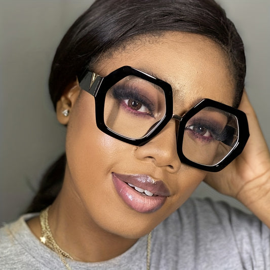 Polygon Clear Lens Light Blocking Glasses for Women Men