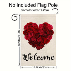 Valentine Rose Heart Double Sided Garden Flag Welcome Decor