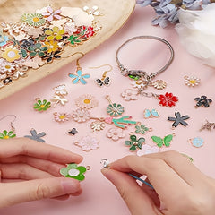Spring Enamel Flower Charms 50g for Jewelry Making - Easter Gift