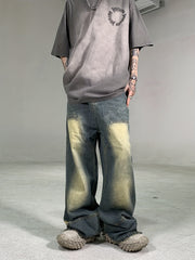 Men's Hip Hop Wide Leg Distressed Denim Pants