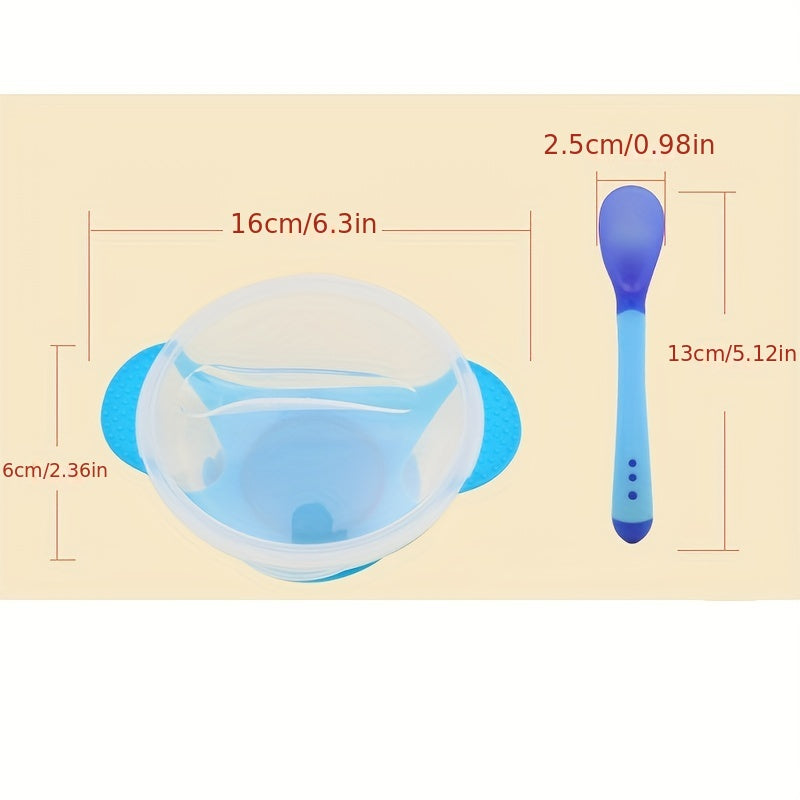 Temperature Sensitive Spoon Baby Bowl with Suction Cup