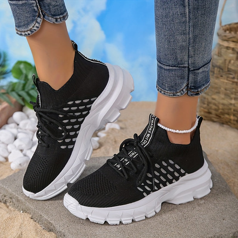 Women's Breathable Athletic Sneakers, Lace up Mesh, Running & Casual Wear