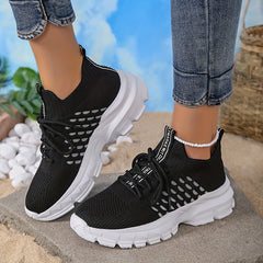 Women's Breathable Athletic Sneakers, Lace up Mesh, Running & Casual Wear
