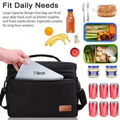 Large Capacity Insulated Lunch Bag with Adjustable Strap