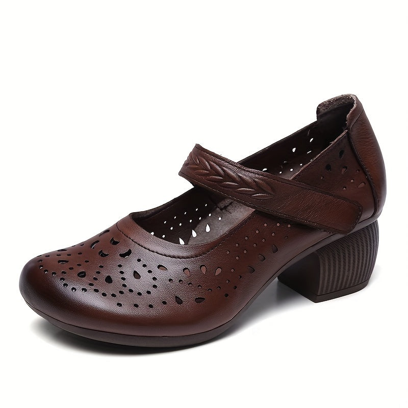 Women's Chunky Heel Hollow Out Casual Shoes
