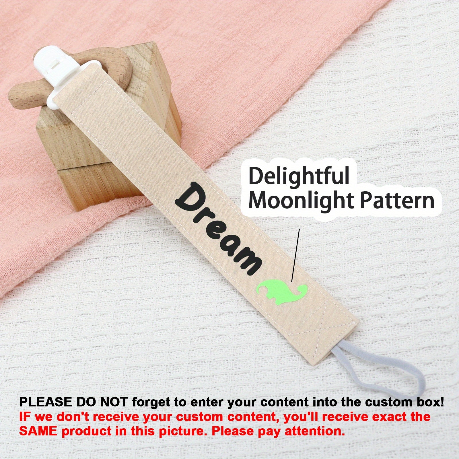 Personalized Cotton Pacifier Clip with Baby Name