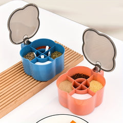 Plastic Seasoning Box with Spoon Grid Sugar Box for Kitchen Supplies