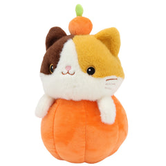 XL Pumpkin Cat Plush Toy Halloween Soft Stuffed Kitten Fluffy Body Plush Animal